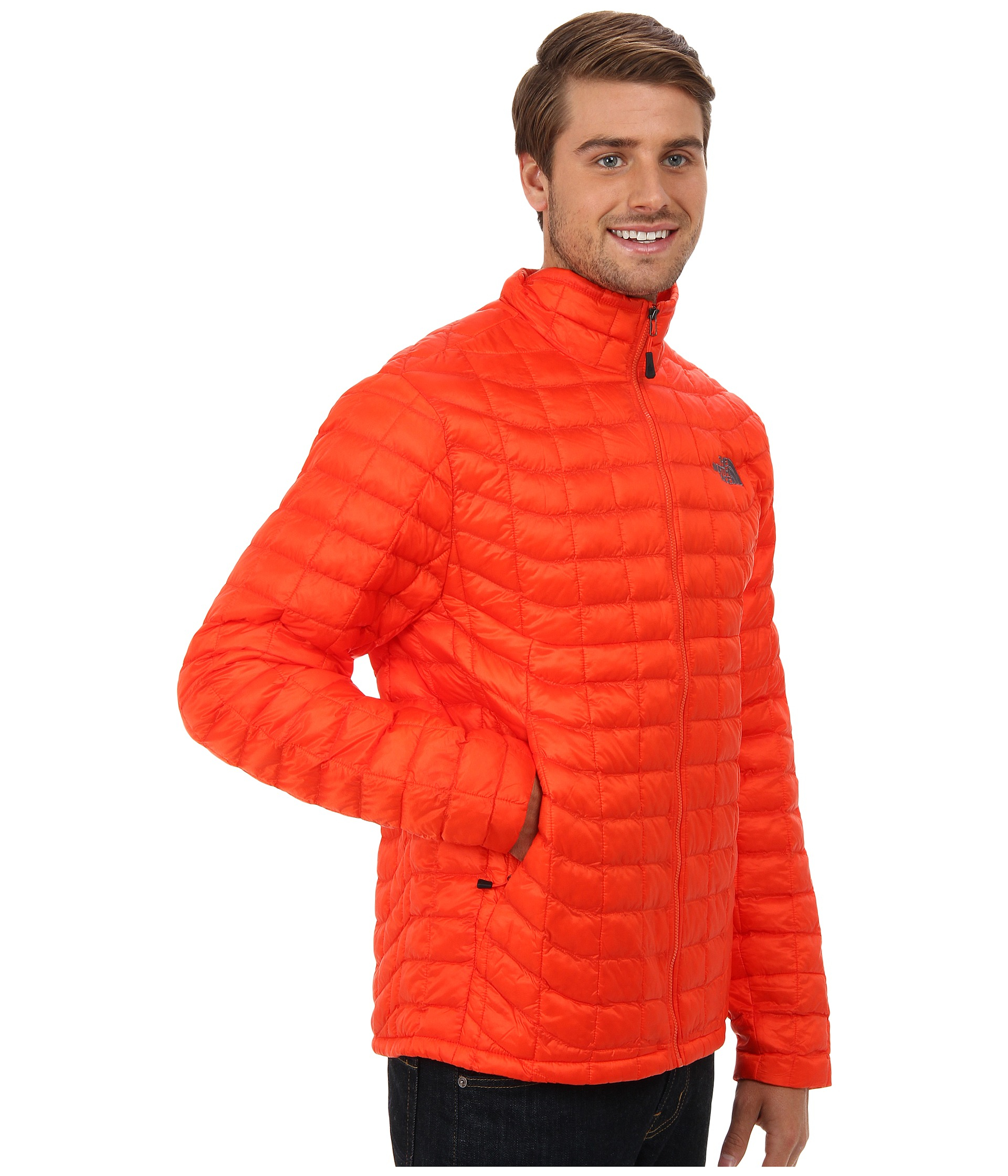 The North Face Thermoballâ¢ Full Zip Jacket in Orange for Men - Lyst