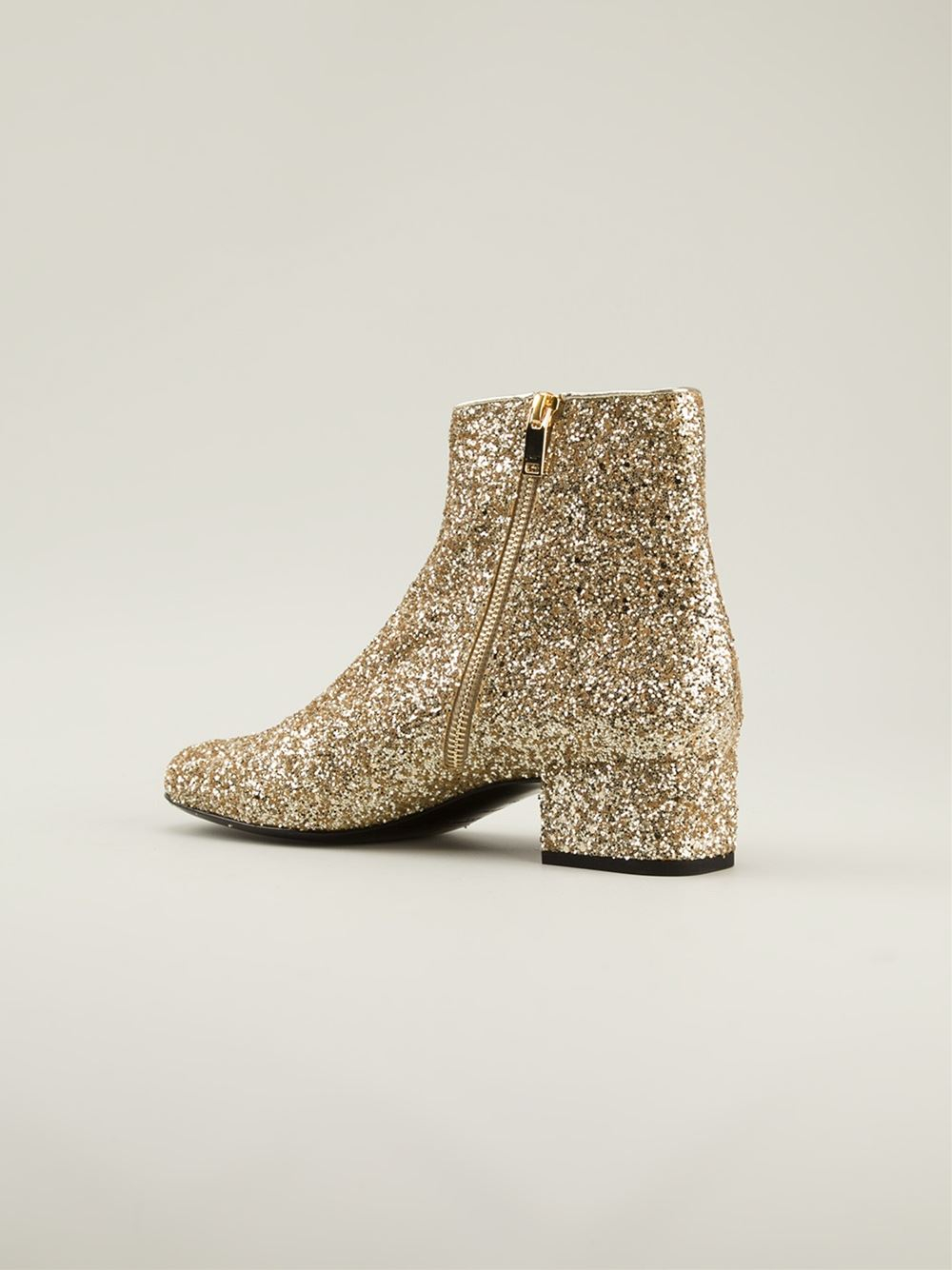pink metallic saint laurent boots