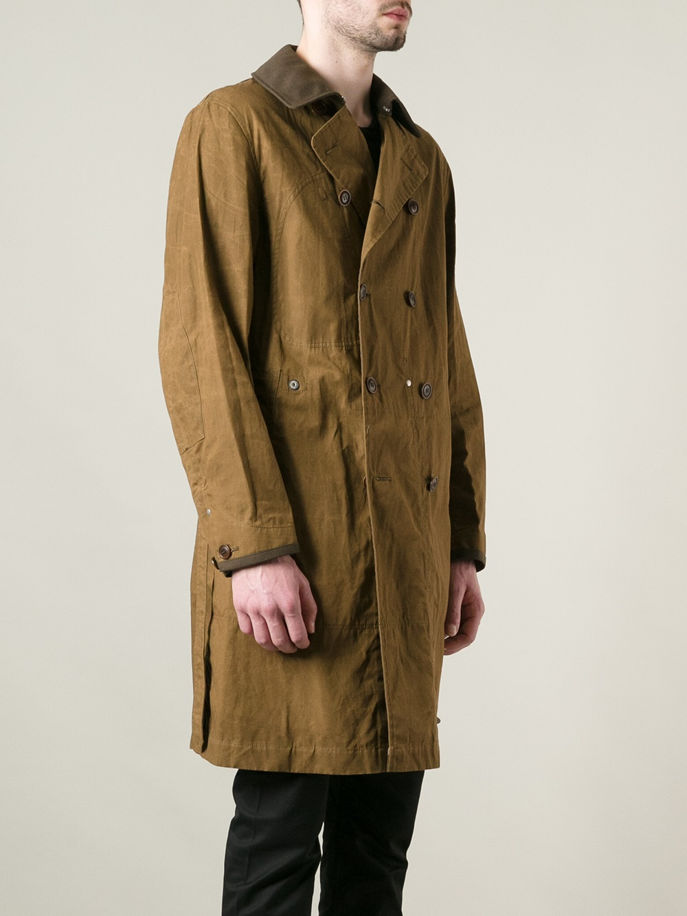 Mens Brown Wool Trench Coat Tradingbasis Whole El Design Rabbit Fur Lining Real Hooded Winter
