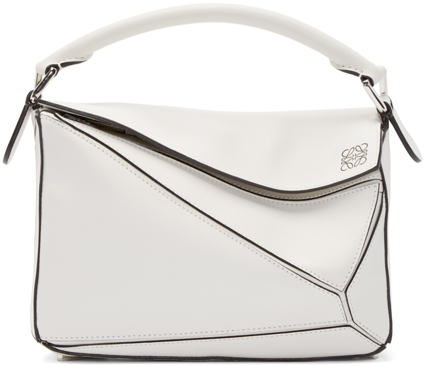 Loewe White Leather Small Puzzle Bag - Lyst
