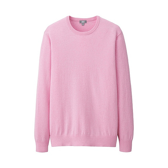 Uniqlo Men Cotton Cashmere Crew Neck Sweater in Pink for Men | Lyst