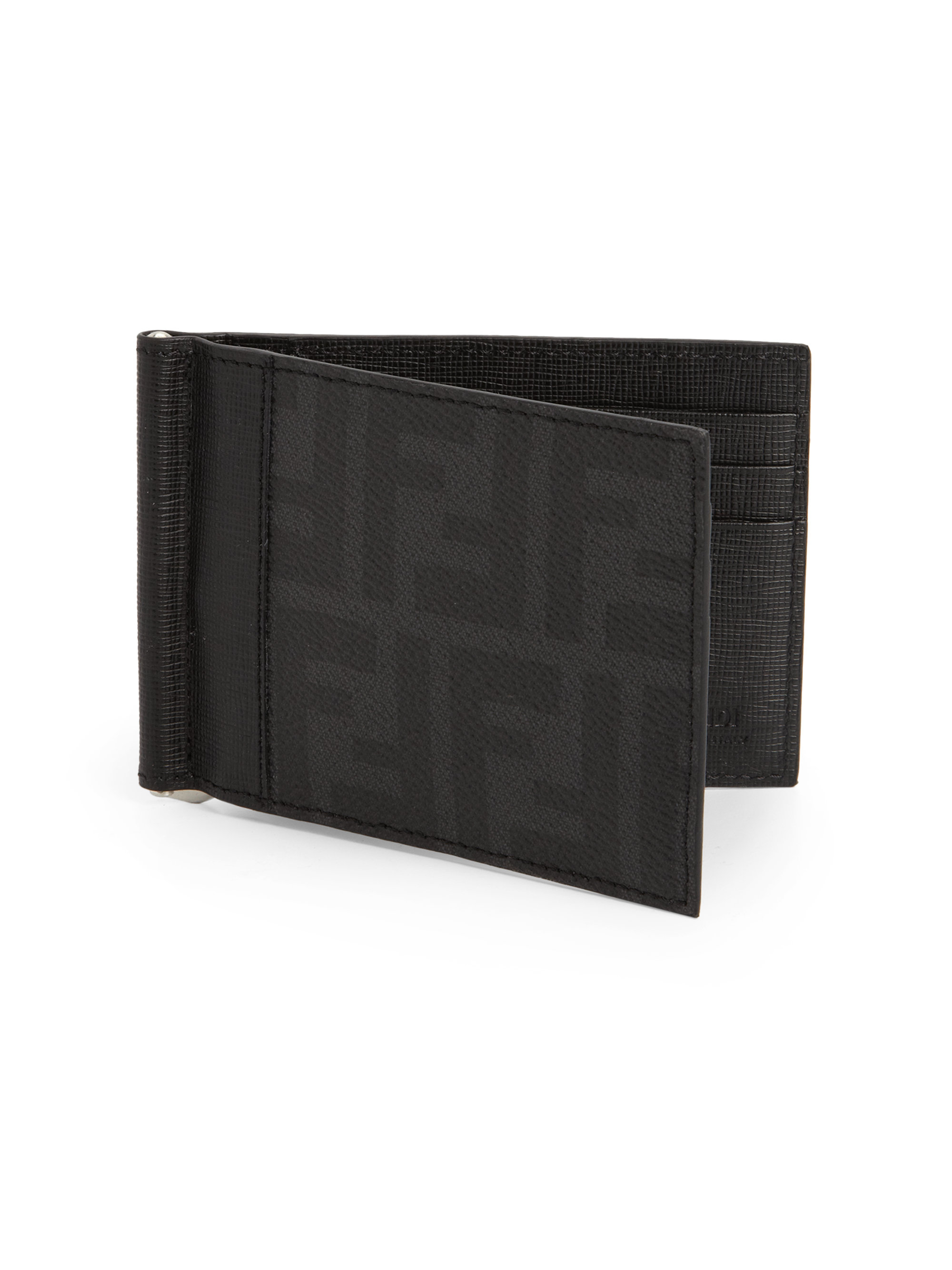 Fendi Money Clip Wallet in Black for Men