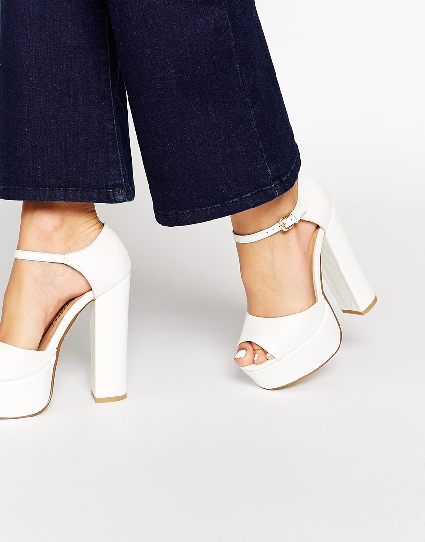 square toe heeled sandals white
