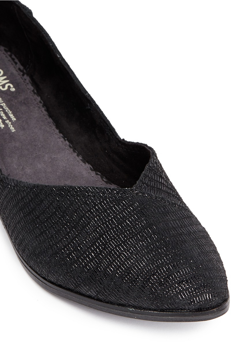 TOMS 'jutti' Embossed Print Suede Flats 