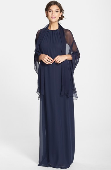 navy chiffon pashmina