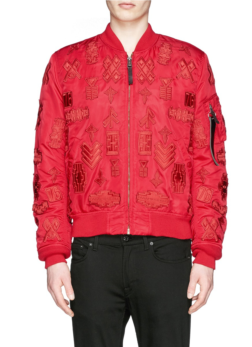 Marcelo Burlon 'alpha Industries' Patch Embroidery Bomber Jacket in Red for  Men | Lyst