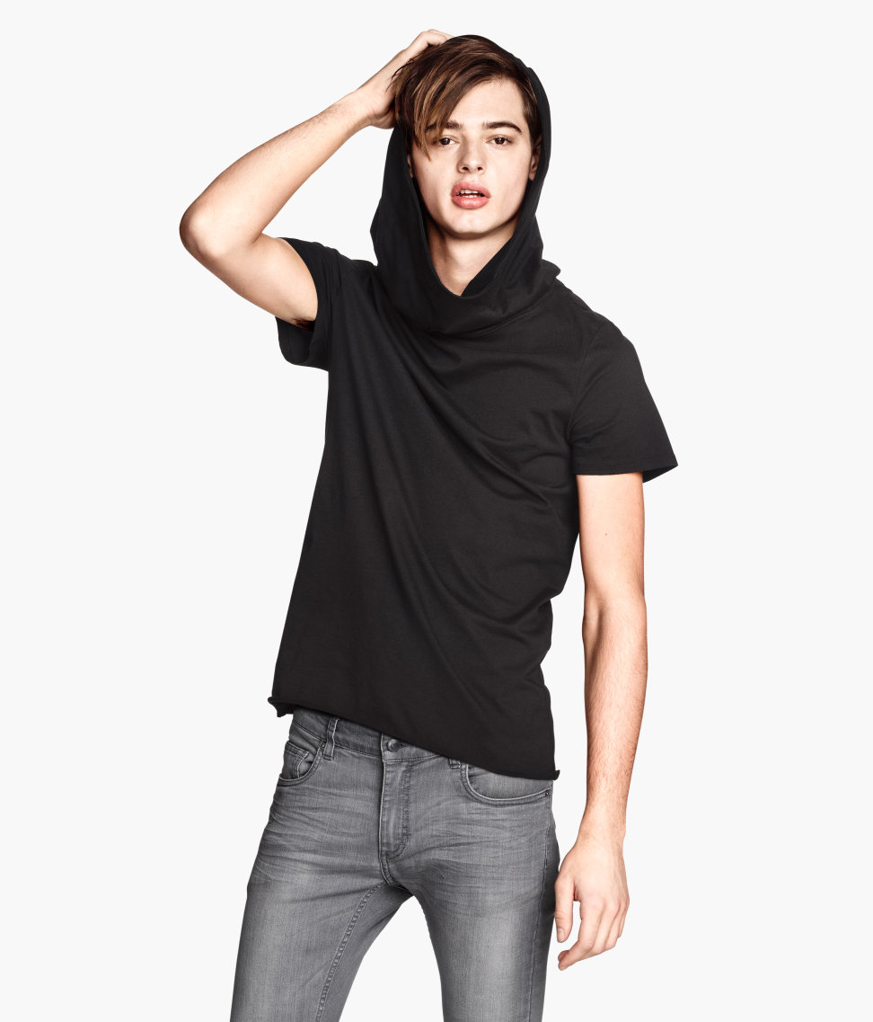 Lyst - H&m Hooded Tshirt in Black for Men