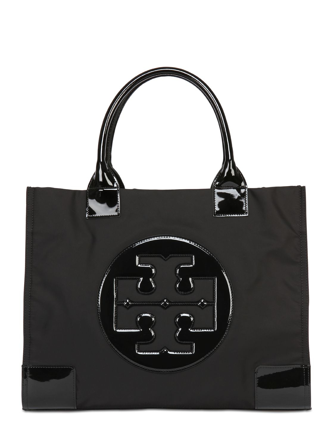 Tory Burch Large Ella Nylon & Patent Leather Tote in Black Lyst