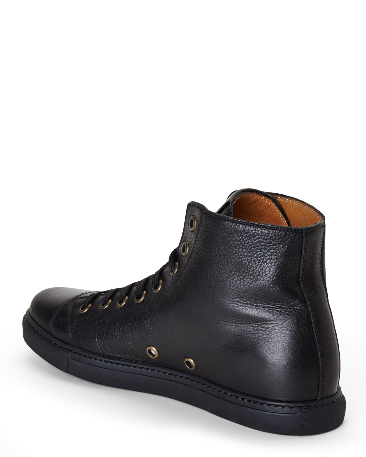 mens black leather high top sneakers