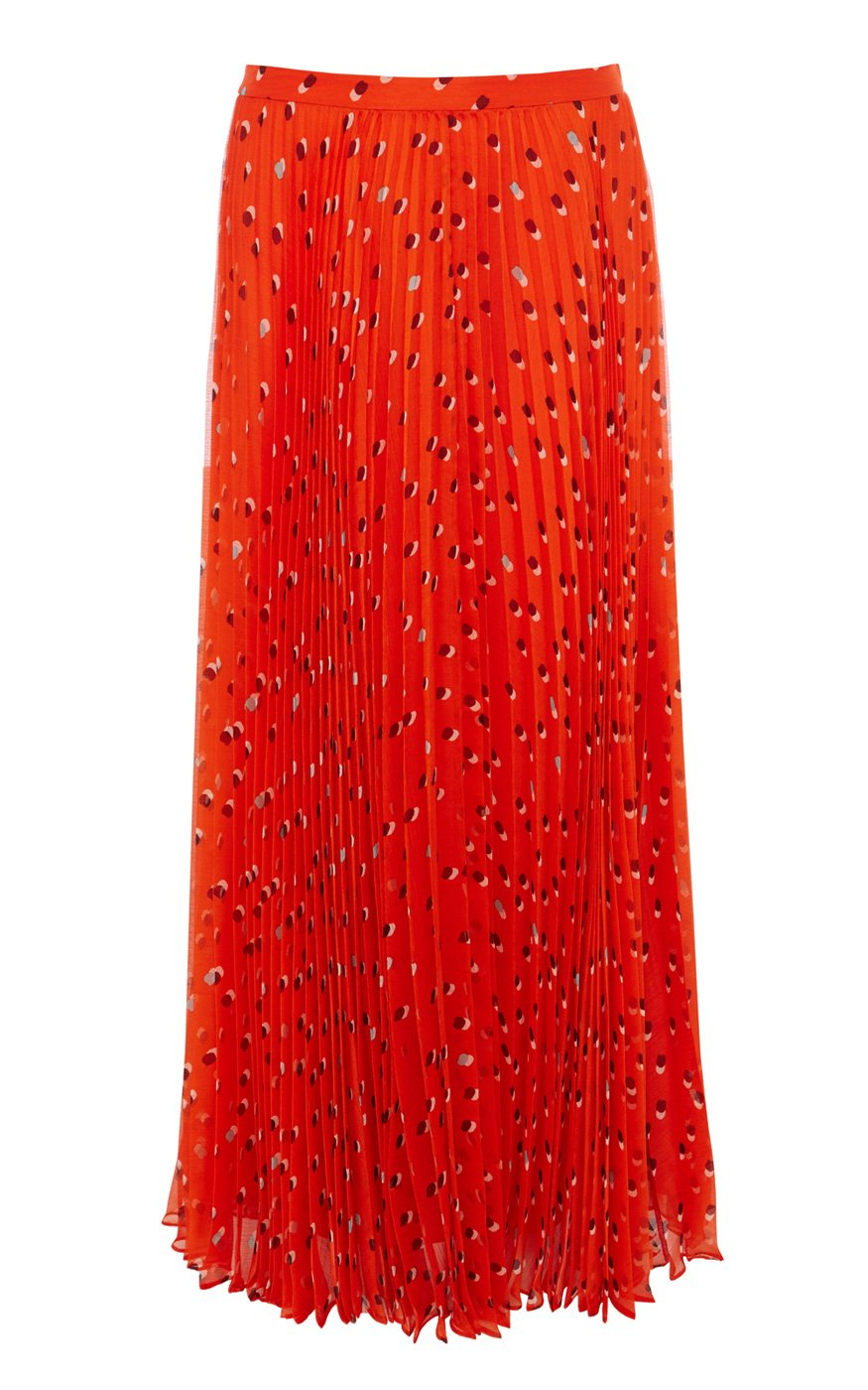 Lyst Karen Millen Dot Print Pleated Maxi Skirt in Red