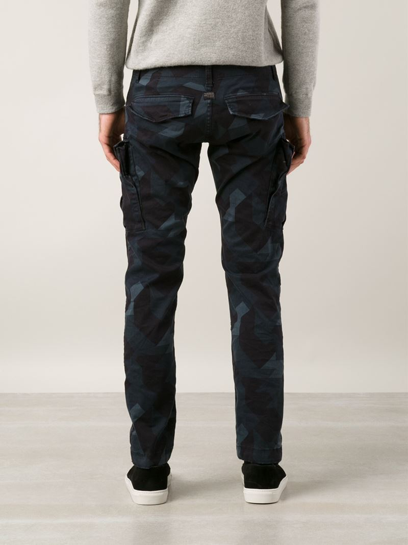 G-Star RAW Camouflage Print Cargo Trousers in Blue Men Lyst
