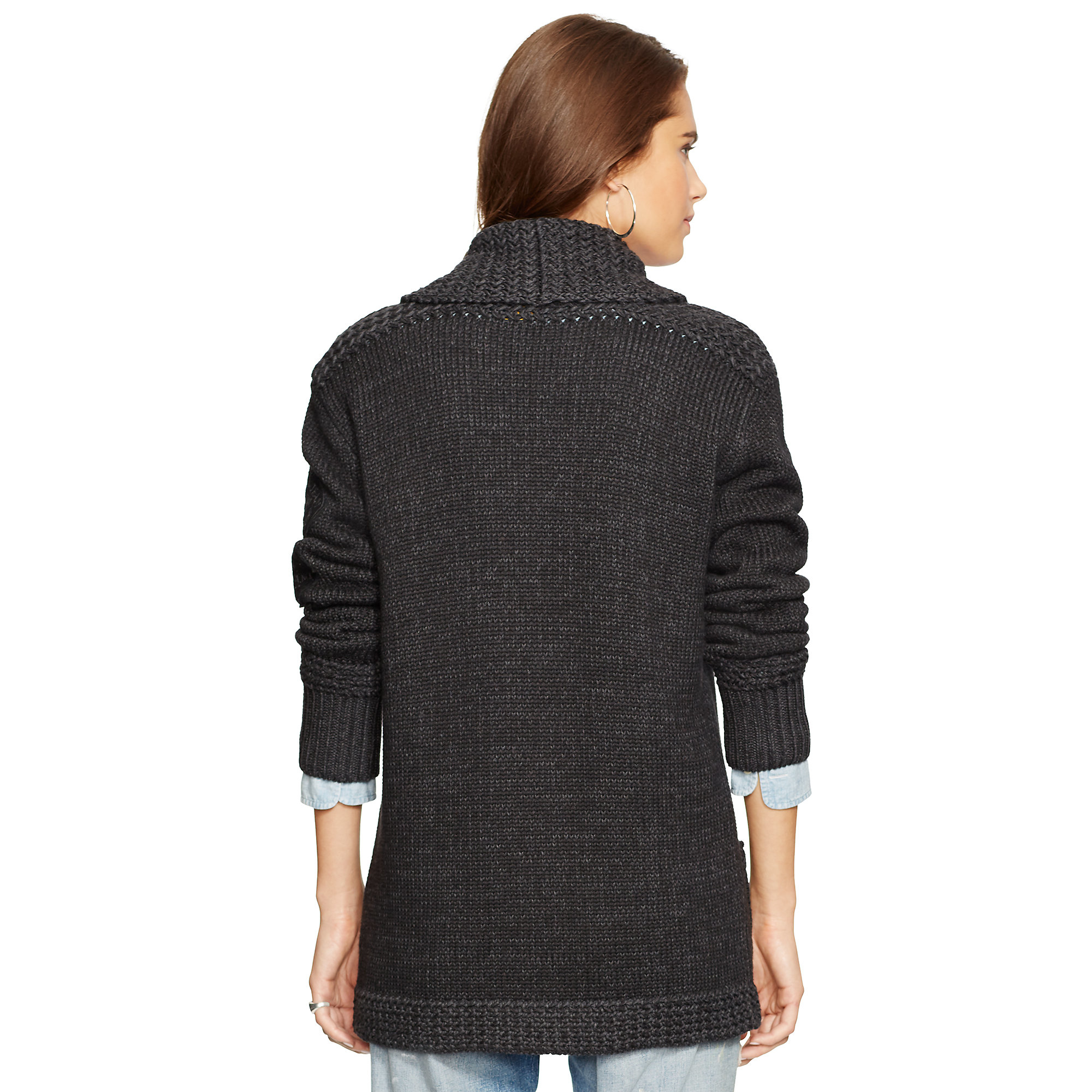 Polo ralph lauren Cotton Shawlcollar Cardigan in Black Lyst