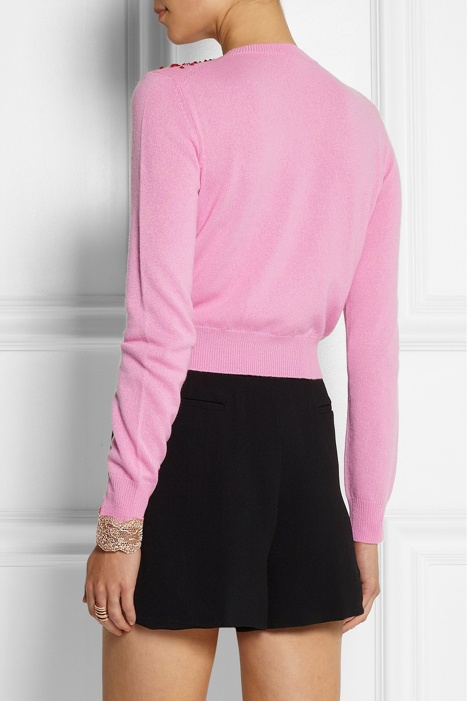 Miu Miu Embellished Cashmere Sweater in Pink - Lyst