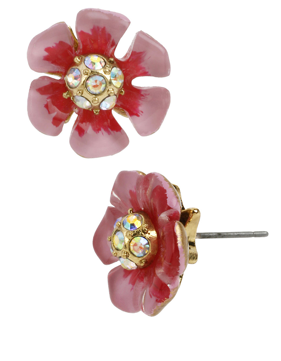 Betsey johnson Flower Stud Earrings with Crystals in Pink Lyst