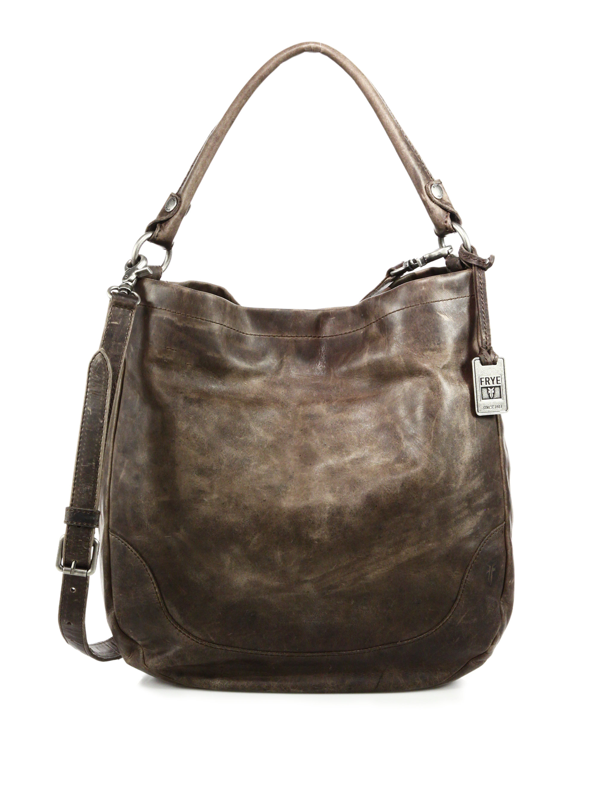 Frye Melissa Leather Hobo Bag in Gray | Lyst