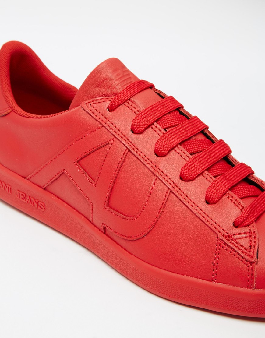 armani red trainers