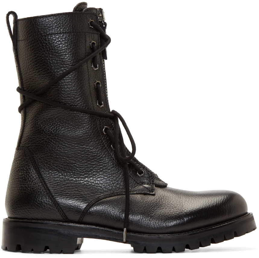 Helmut Lang Bleak Leather Combat Boots in Black for Men | Lyst