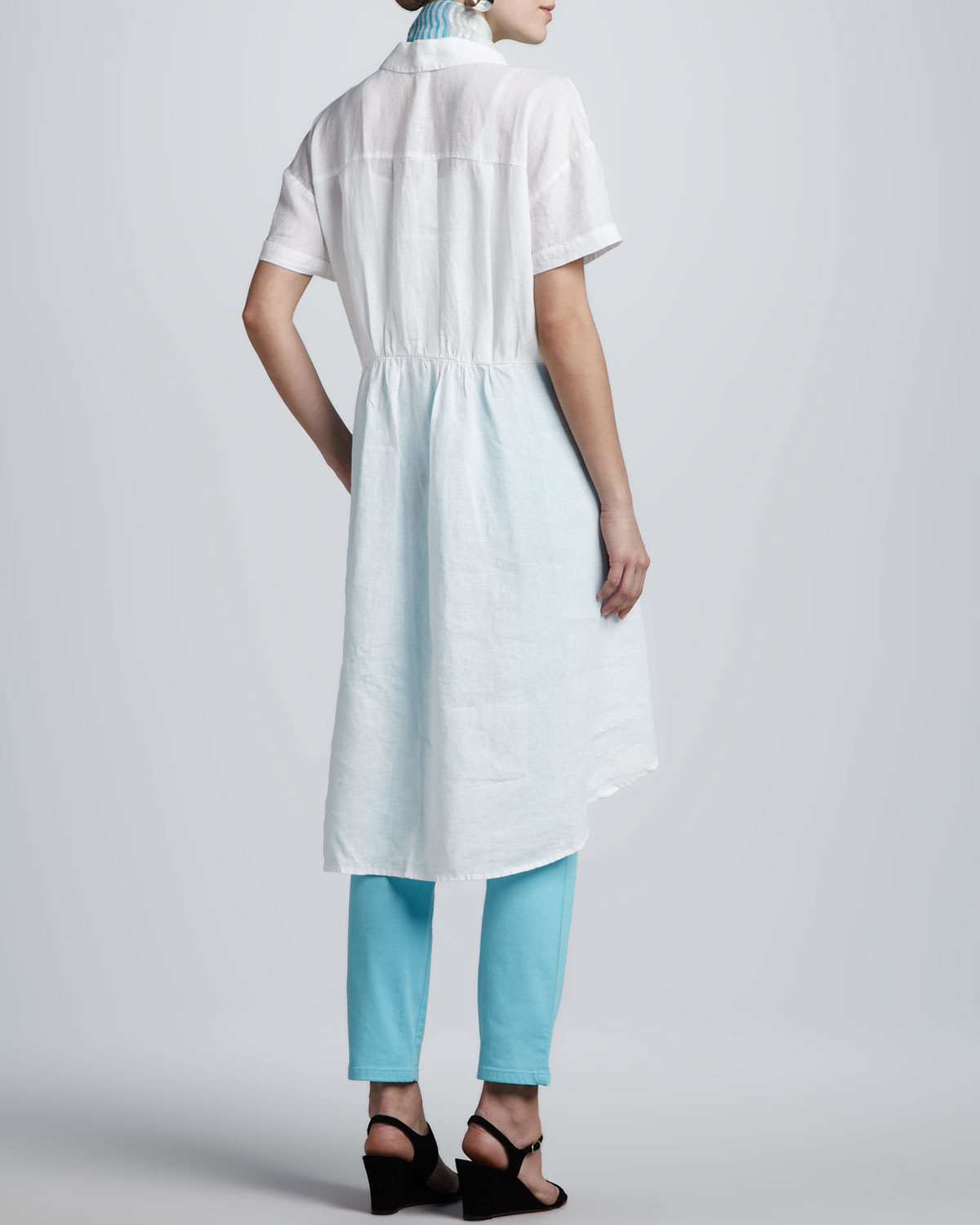 Eileen Fisher Linen Layering Dress Petite in White - Lyst