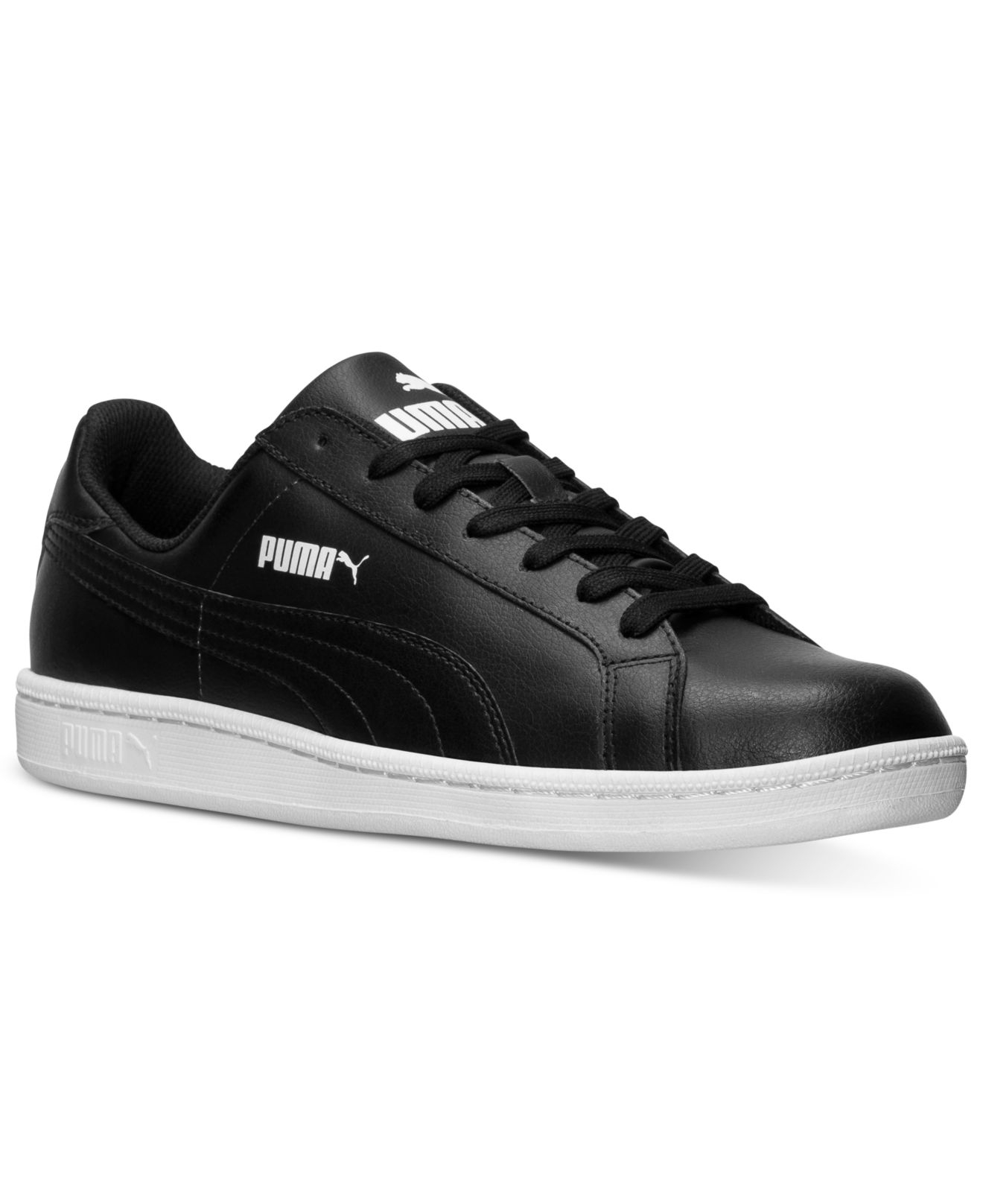 PUMA Men'S Smash Leather Casual Sneakers From Finish Line in Black ...