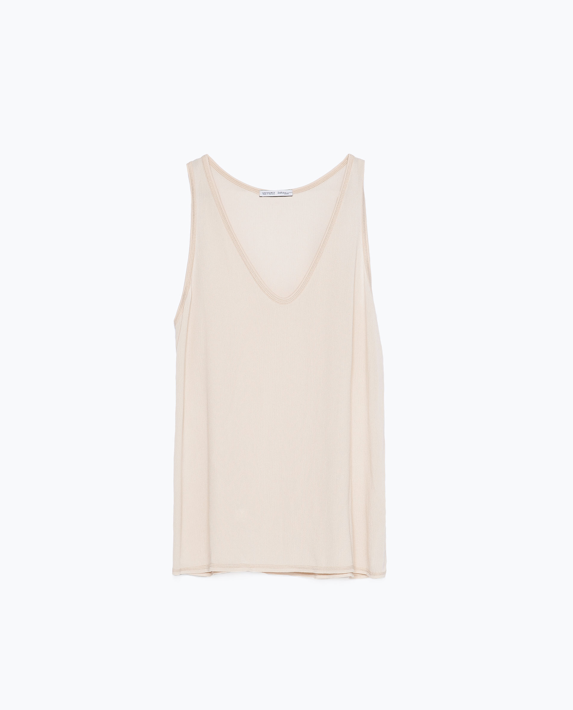 Zara Wrinkled Fabric T-Shirt in Beige (Natural) | Lyst