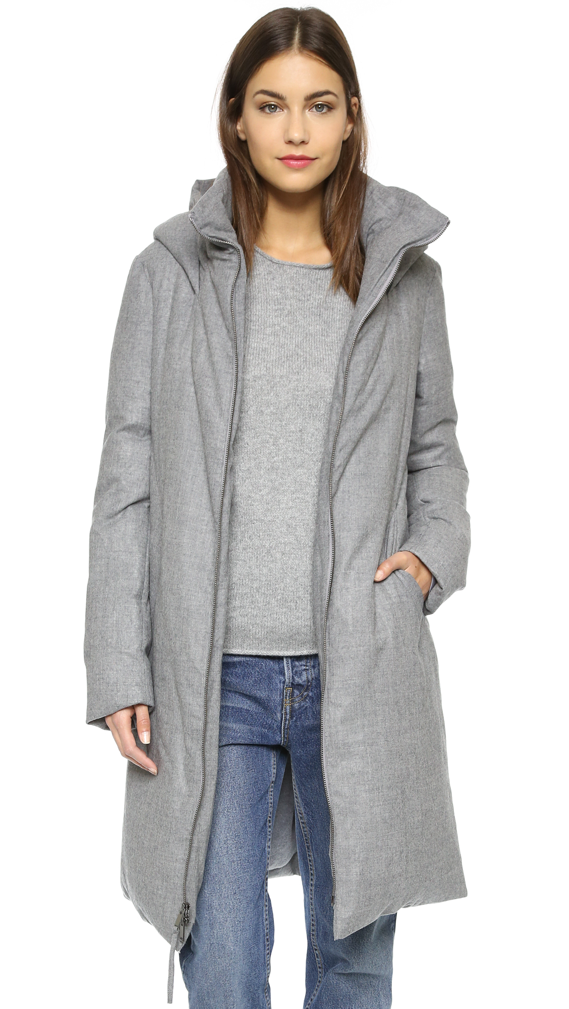 Dkny Pure Hooded Jacket - Heather Grey in Gray | Lyst