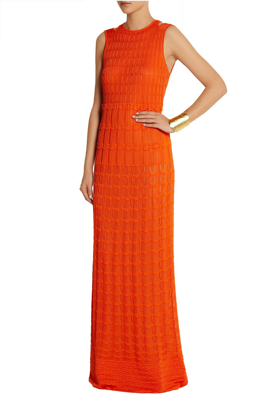 M Missoni Crochet-Knit Cotton-Blend Maxi Dress in Orange - Lyst