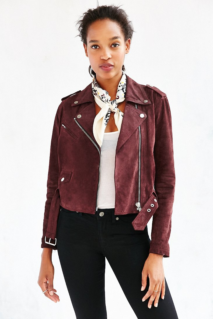 maroon moto jacket