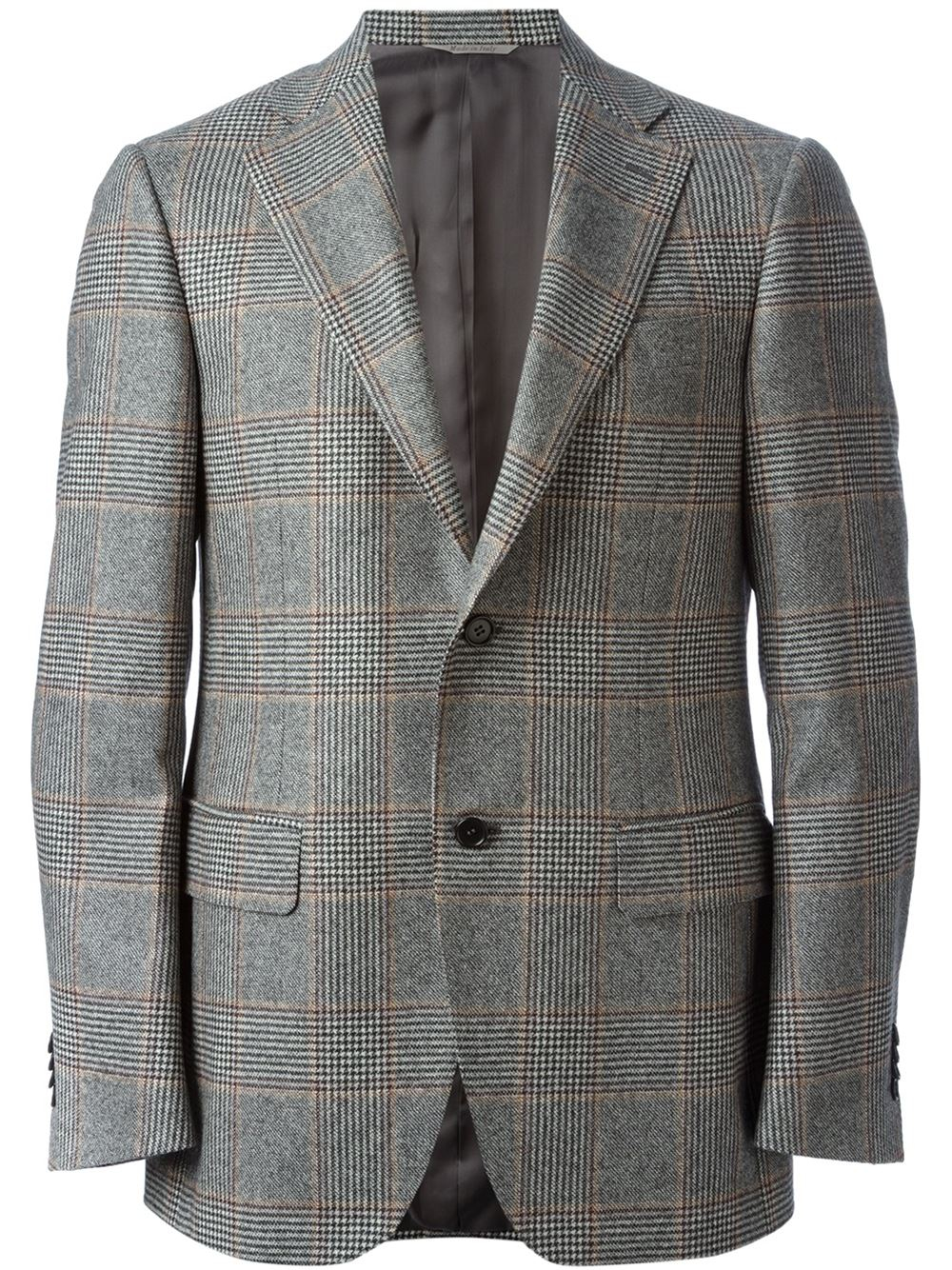 Canali Prince Of Wales Check Blazer in Brown (Grey) for Men - Lyst
