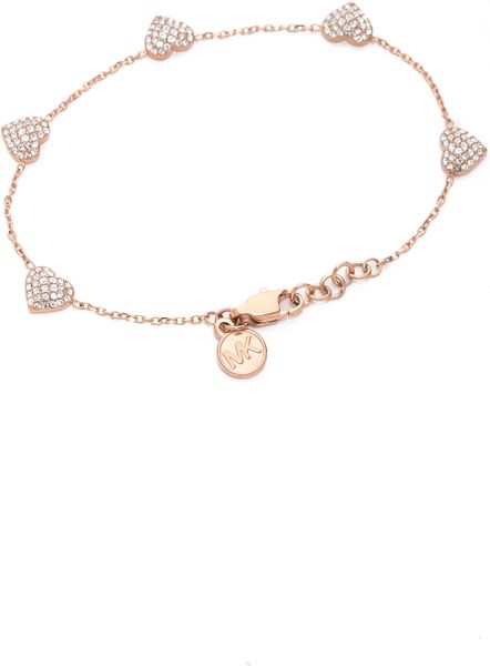 Michael Kors Pave Delicate Heart Bracelet in Gold (Rose Gold) | Lyst