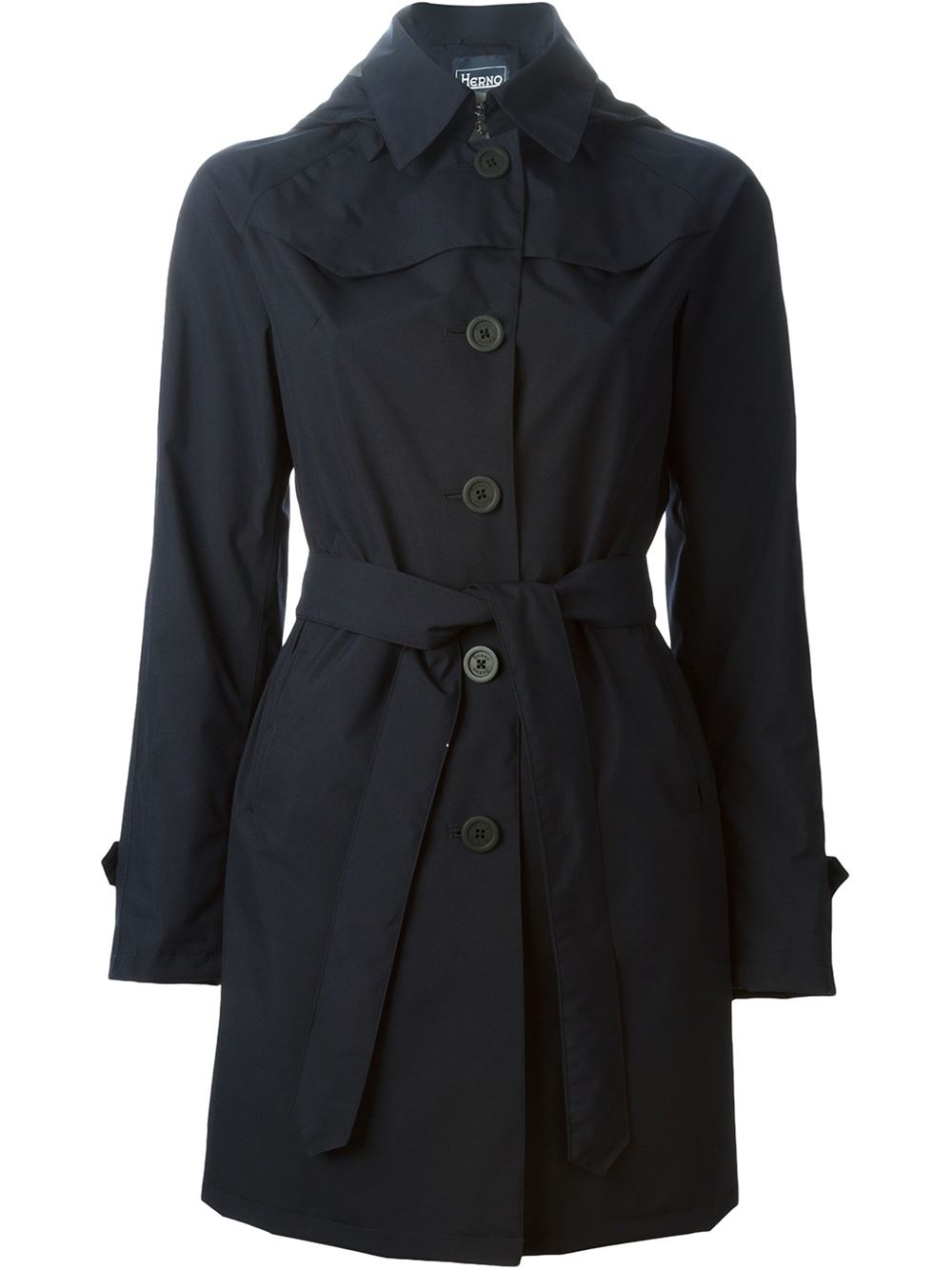 Herno Single Breasted Trench Coat in Blue | Lyst