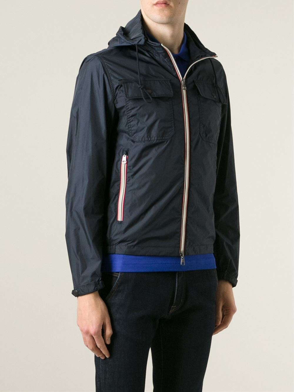 Moncler 'Lyon' Windbreaker Jacket in Blue for Men - Lyst