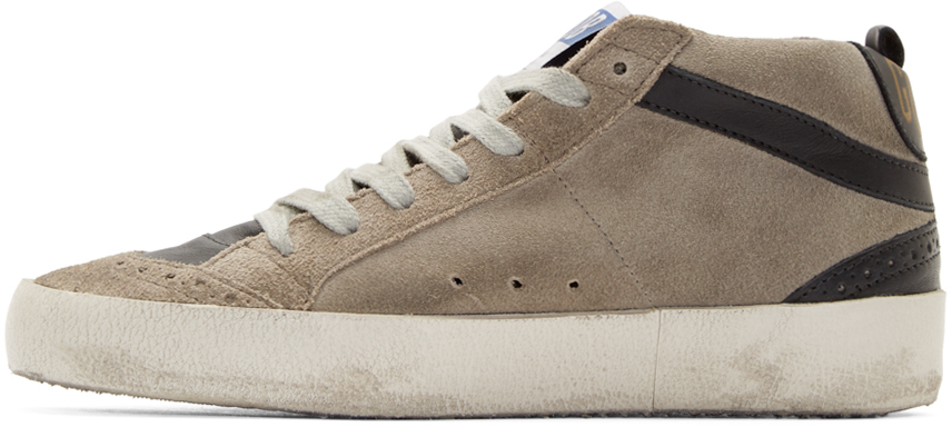 photo Golden Goose Mid Star Glitter Wing-Tip Sneakers grey and black wingtip midstar sneakers