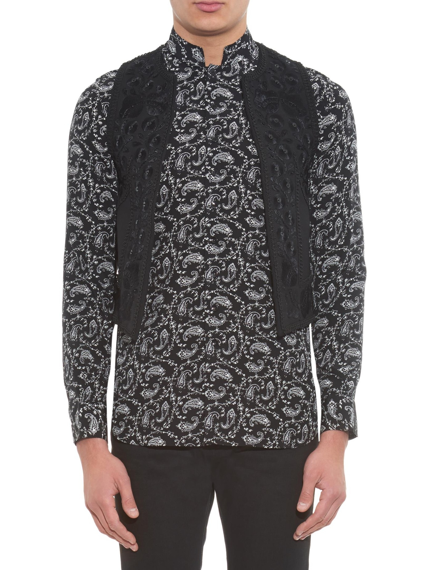 Saint Laurent Embroidered Waistcoat in Black for Men | Lyst UK