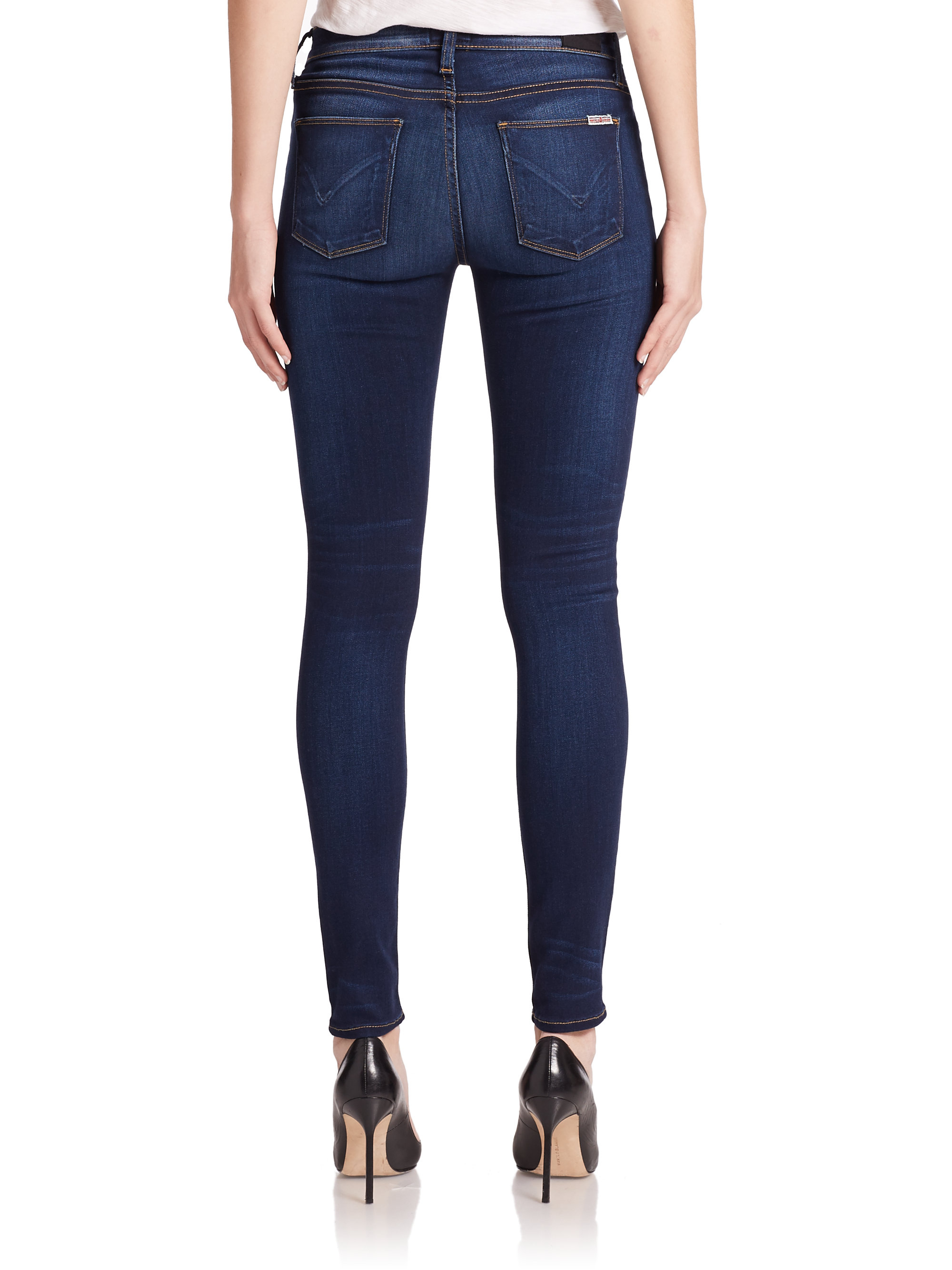 Hudson jeans Elysian Nico Mid-rise Super Skinny Jeans in Blue | Lyst