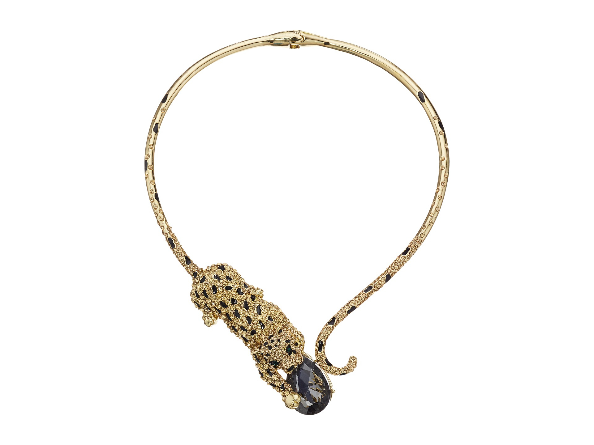 Betsey Johnson Critters Pave Leopard Collar Necklace in Metallic 