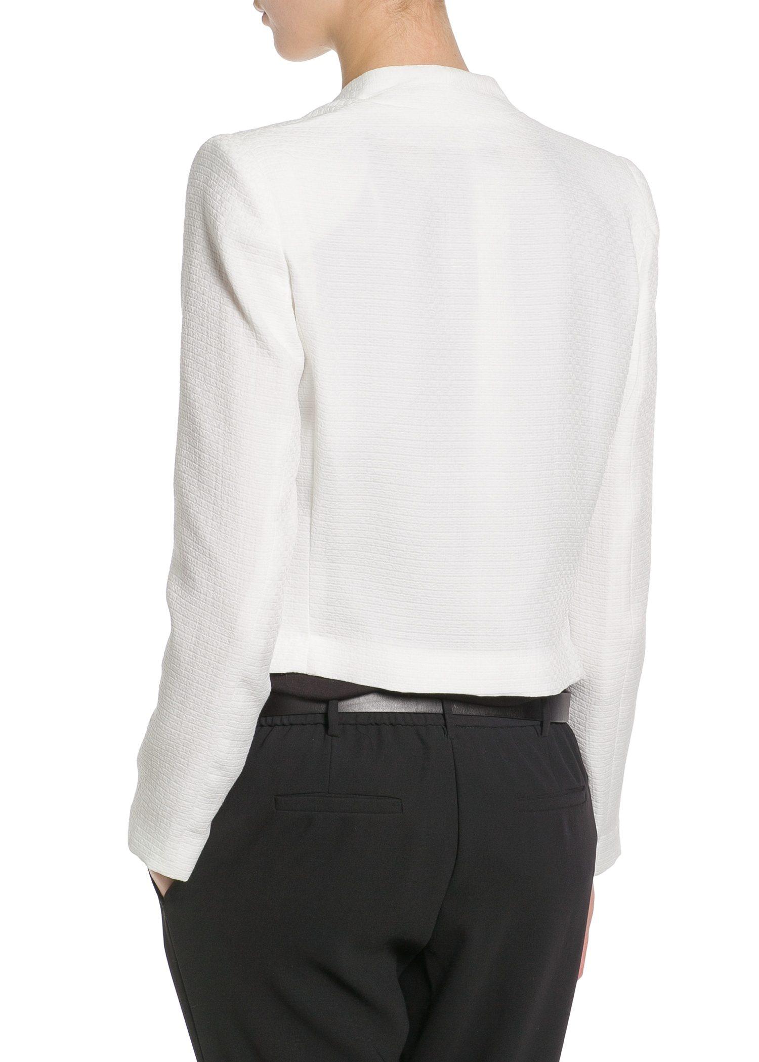 Mango Jacquard Cropped Jacket in White Lyst
