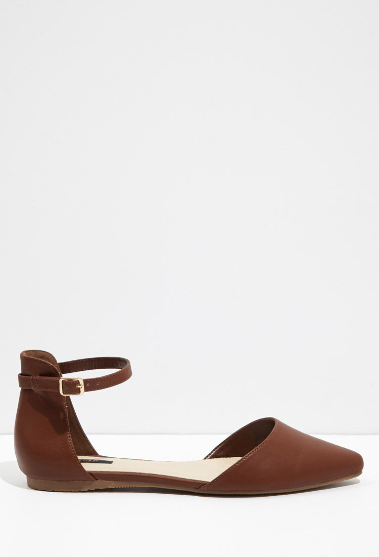 Brown flats with ankle strap Clearance