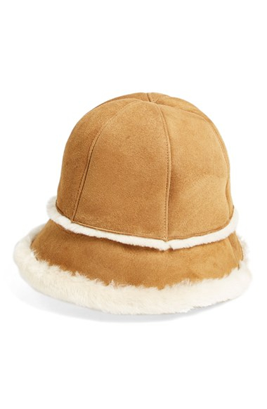 suede shearling bucket hat