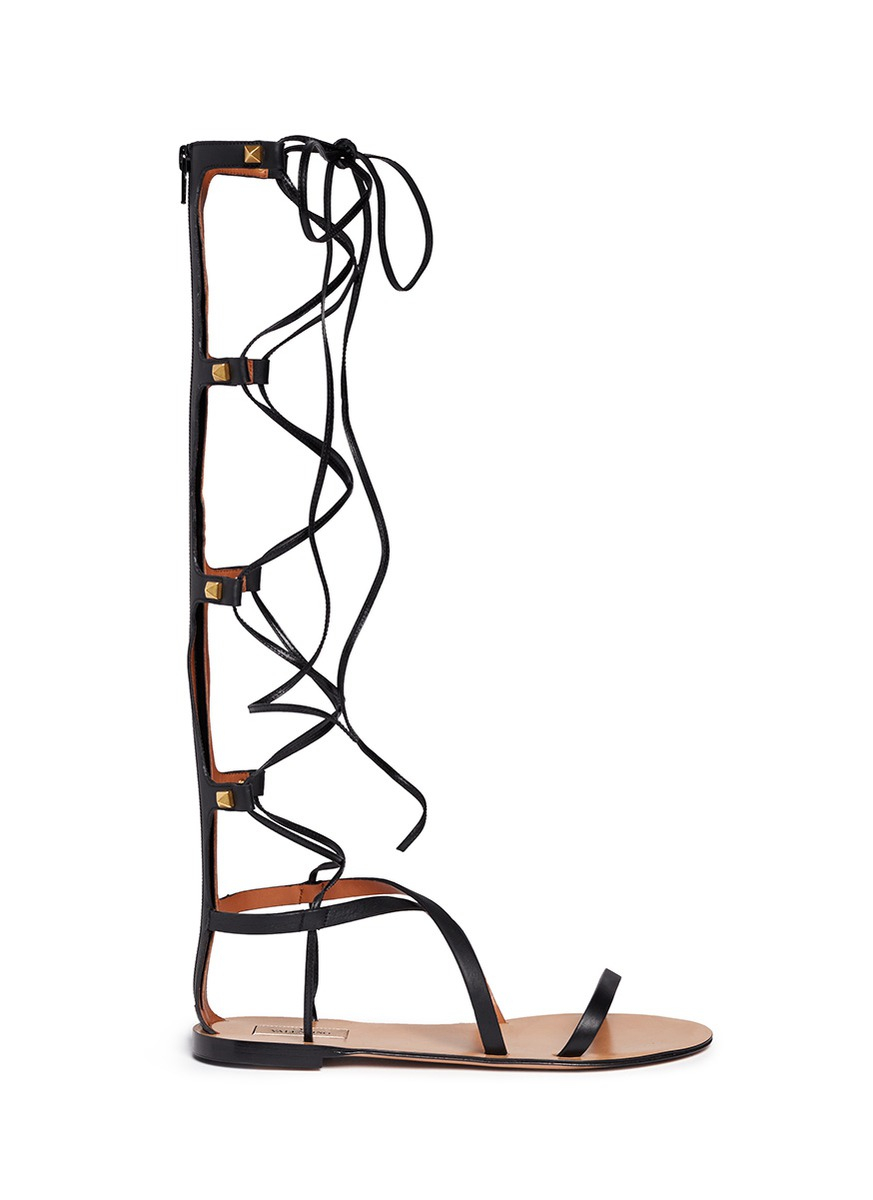 knee high leather gladiator sandals