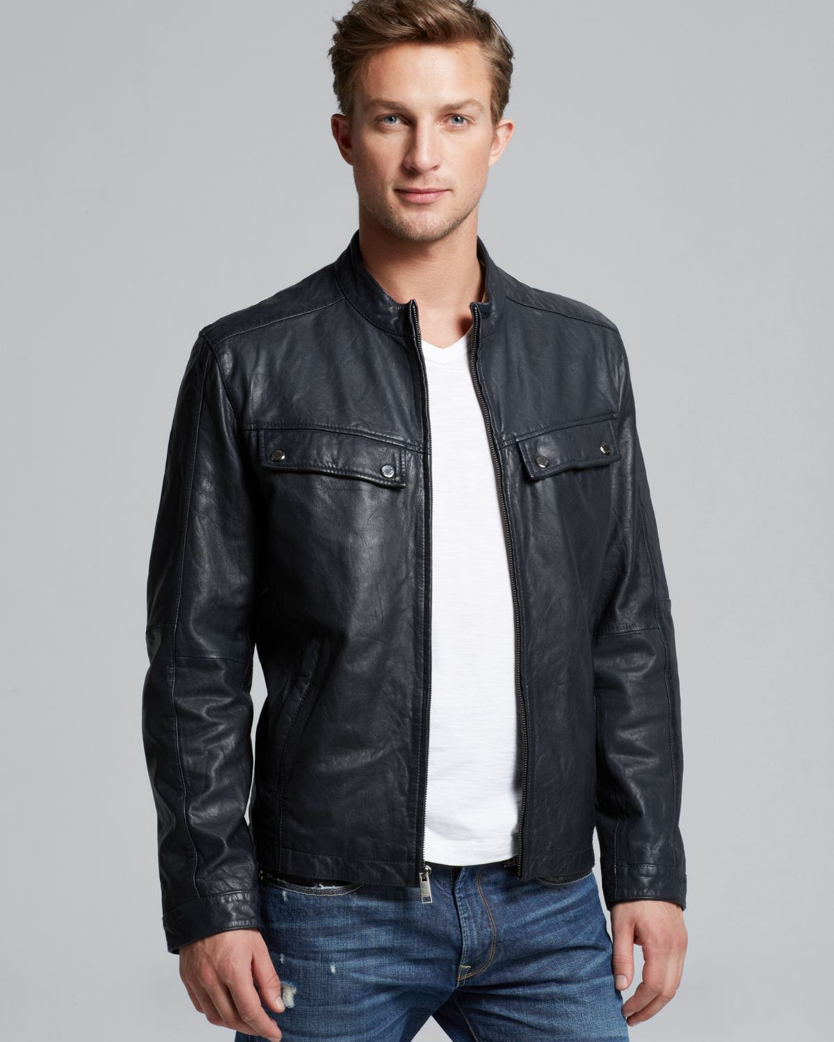 marc new york men's leather moto jacket