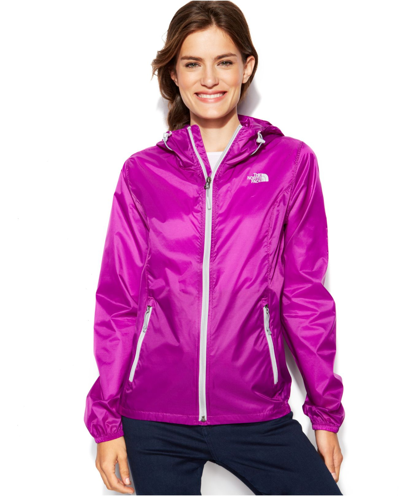 purple north face windbreaker