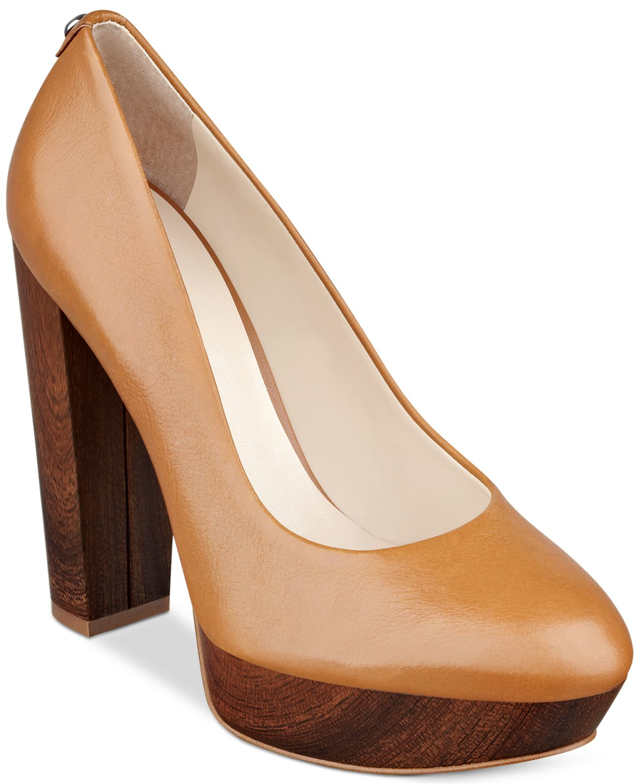 brown platform pumps