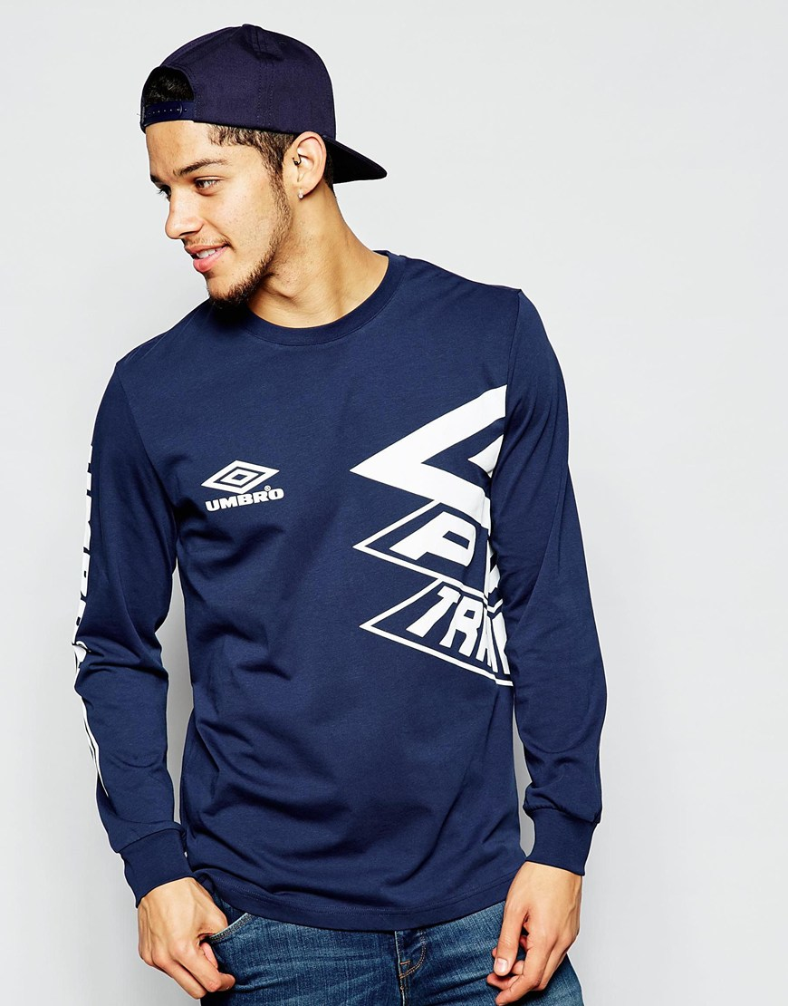 Umbro Long Sleeve T Shirt With Large Logo In Blue For Men Lyst 3019