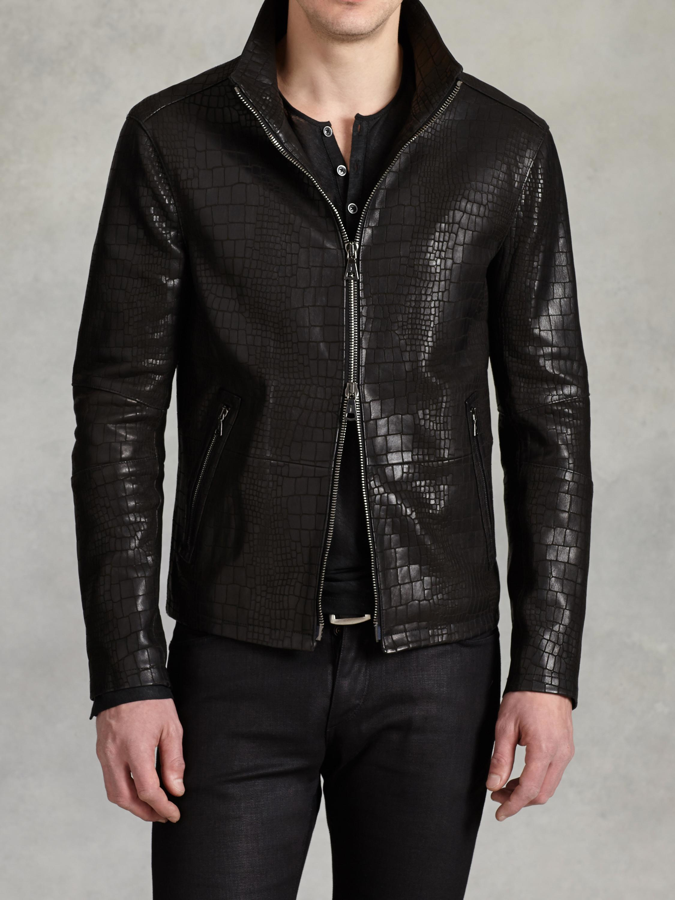 Lyst - John Varvatos Croc-embossed Sheepskin Jacket in Black for Men