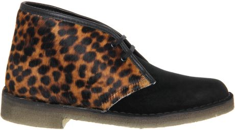 clarks black and leopard boots
