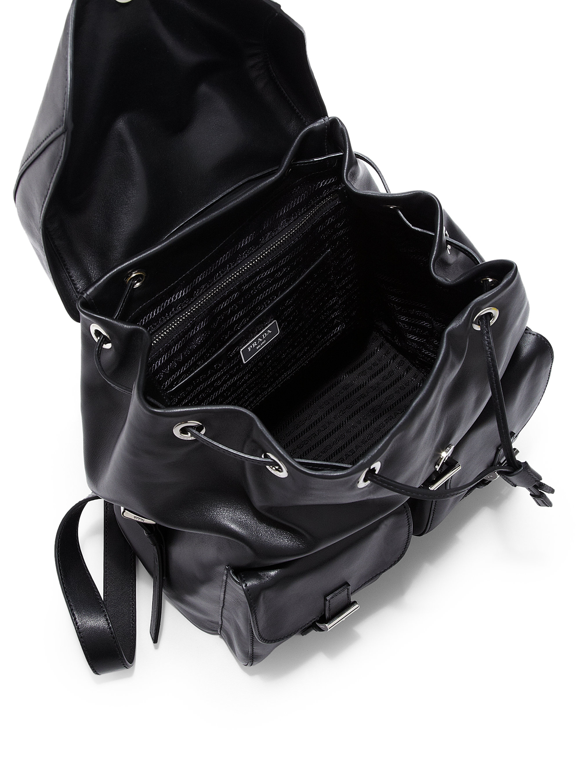 leather backpack prada