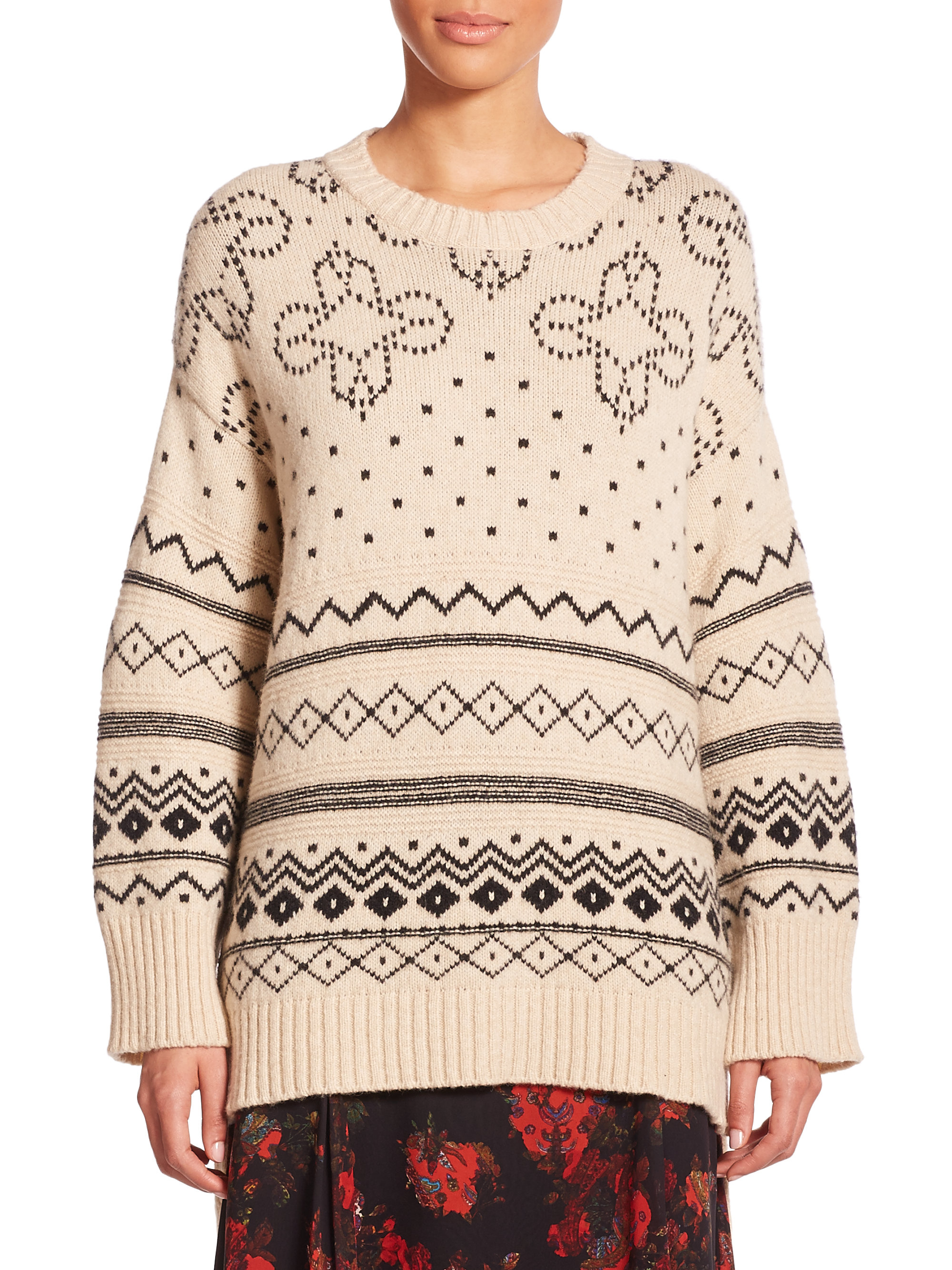 Thakoon Oversized Fairisle Sweater in Natural | Lyst