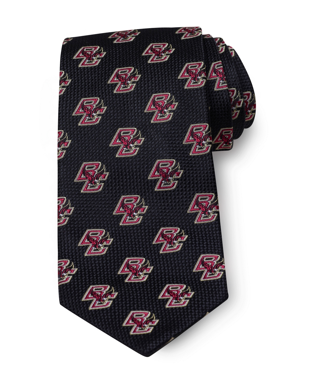Brooks Brothers Boston College AllOver Logo Tie in RedBlackGold