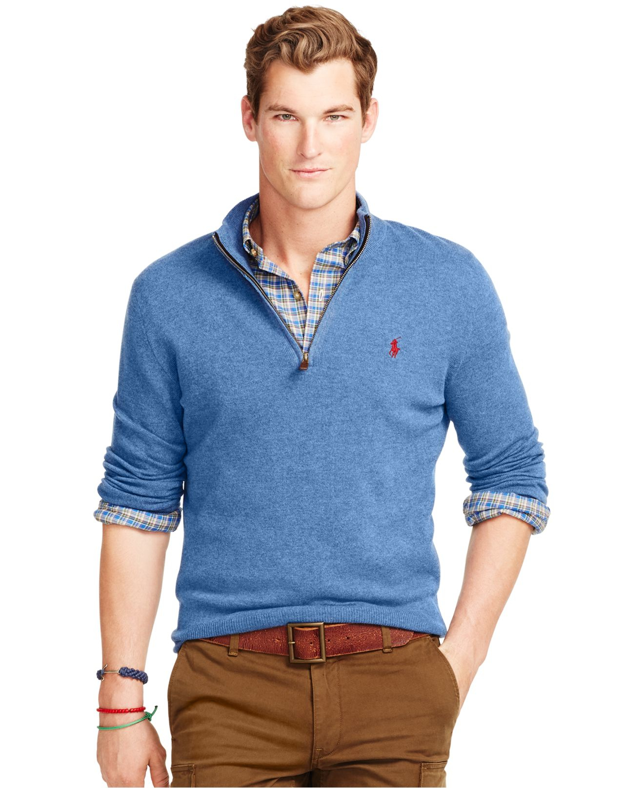 Polo Ralph Lauren Merino Half-zip Sweater in Blue for Men - Lyst