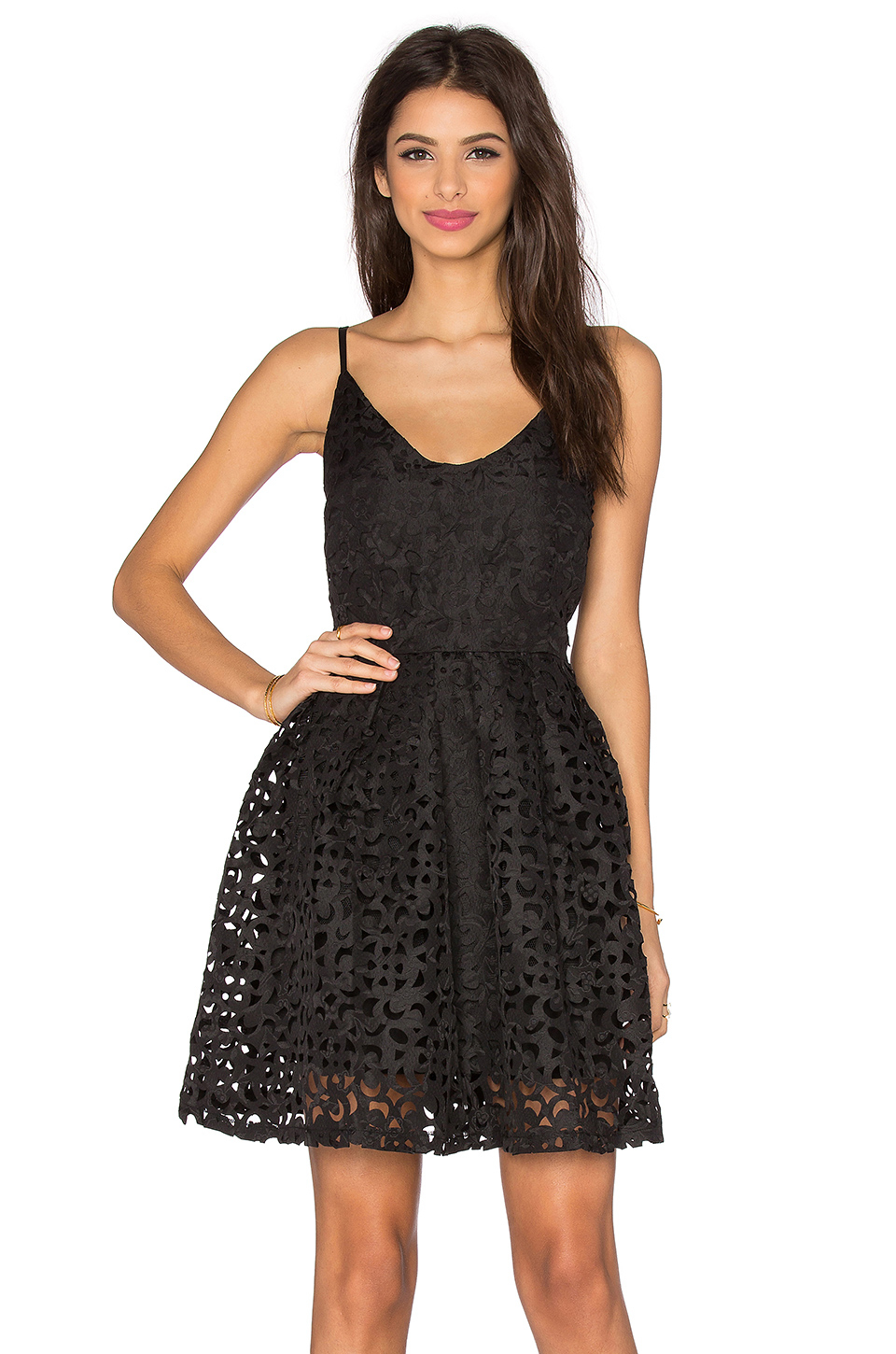 Lucy Paris Tulle Laser Cut Dress in Black - Lyst